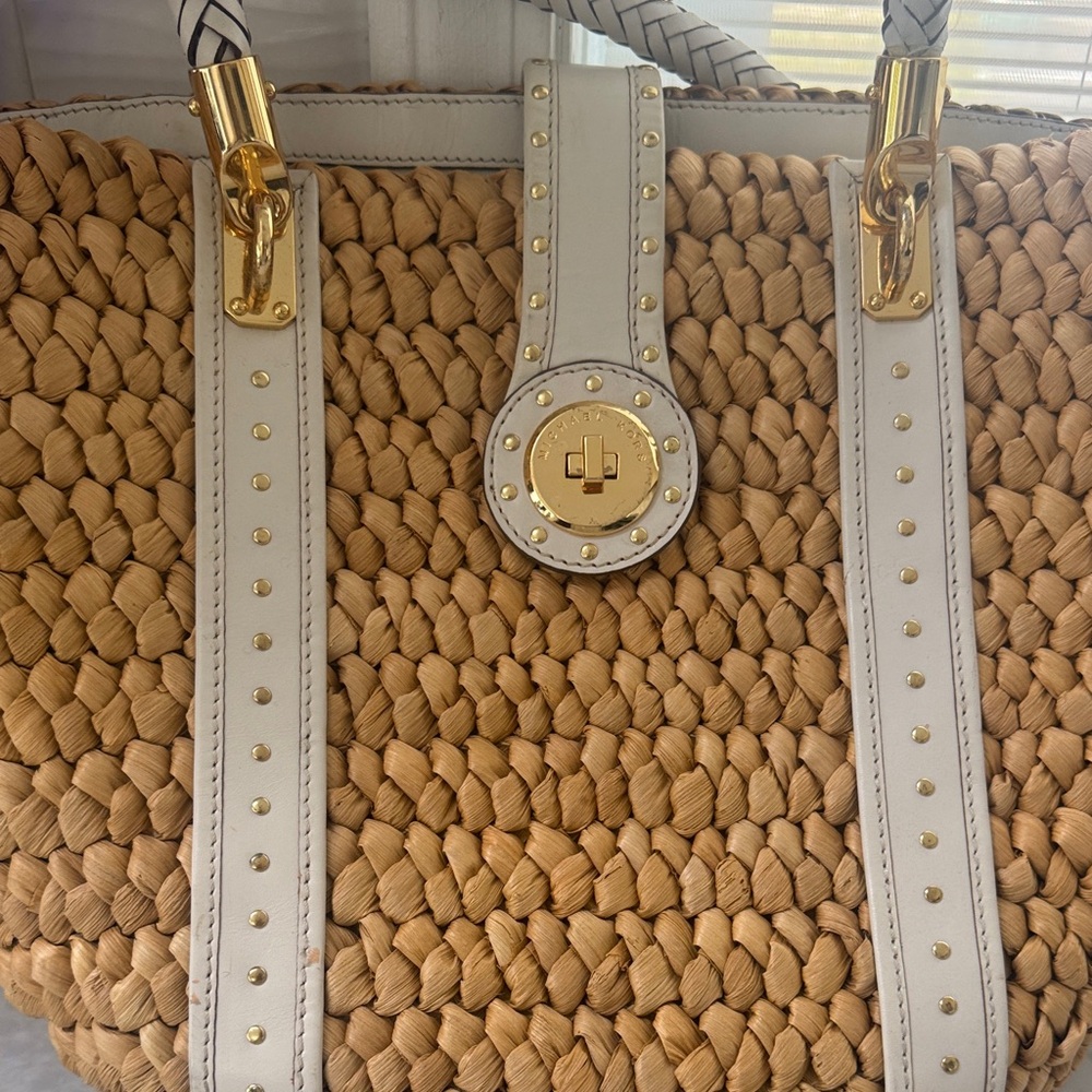 Michael Kors Woven Tote with Gold Accents